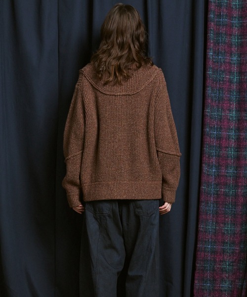 UNISEX》3 colors Wool Nylon Prime-Over Crew Neck Knit Cardigan/三