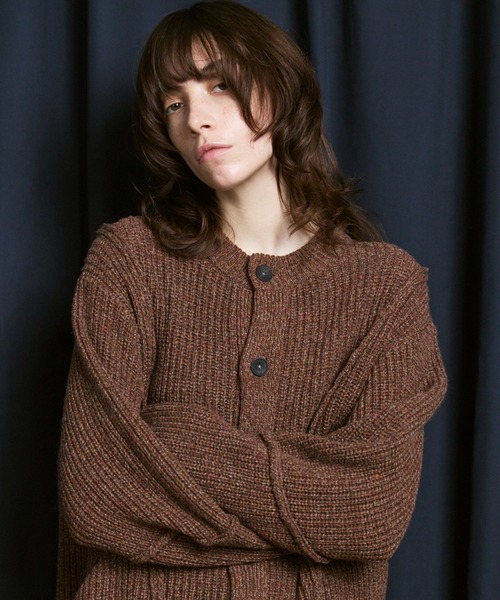 完売サイズ　三つ杢ウールナイロンプライムオーバークルーネックニットカーディガン UNISEX》3 colors Wool Nylon Prime-Over Crew Neck Knit Cardigan/三