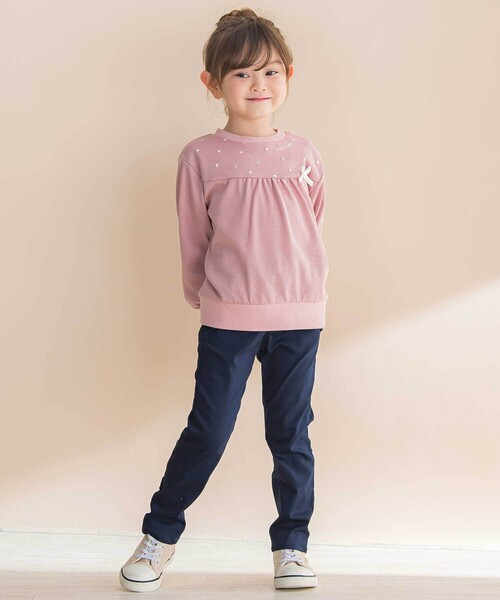 Noeil aime BeBe（ノイユエイムベベ）の「リボン付きストレッチツイルスリムパンツ（その他パンツ・キッズ・ネイビー/パープル・110cm/90cm/100cm/120cm/130cm）」の9枚目の写真