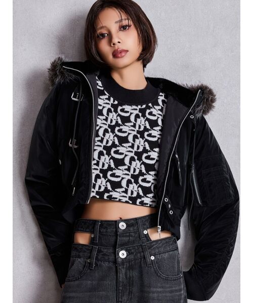 GYDA（ジェイダ）の「VOLUME ECO FURベルトショートブルゾン（ブルゾン・レディース・グレー/ブラック・FREE）」の3枚目の写真