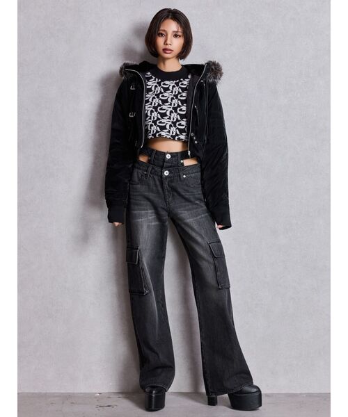 GYDA（ジェイダ）の「VOLUME ECO FURベルトショートブルゾン（ブルゾン・レディース・グレー/ブラック・FREE）」の5枚目の写真