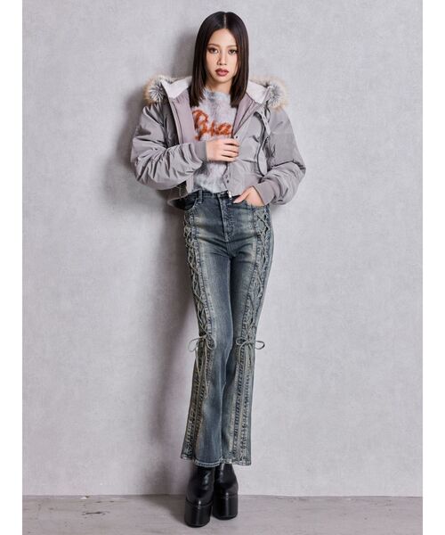 GYDA（ジェイダ）の「VOLUME ECO FURベルトショートブルゾン（ブルゾン・レディース・グレー/ブラック・FREE）」の9枚目の写真