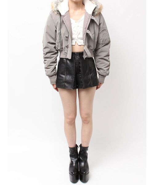 GYDA（ジェイダ）の「VOLUME ECO FURベルトショートブルゾン（ブルゾン・レディース・グレー/ブラック・FREE）」の21枚目の写真