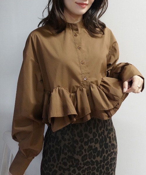 CORNERS(コーナーズ)の「ブロードフリルヘムブラウス(シャツ/ブラウス・レディース・ホワイト/ブラック/グレー/ブラウン・M)」の4枚目の写真