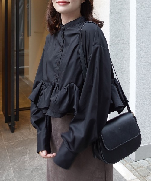 CORNERS(コーナーズ)の「ブロードフリルヘムブラウス(シャツ/ブラウス・レディース・ホワイト/ブラック/グレー/ブラウン・M)」の10枚目の写真