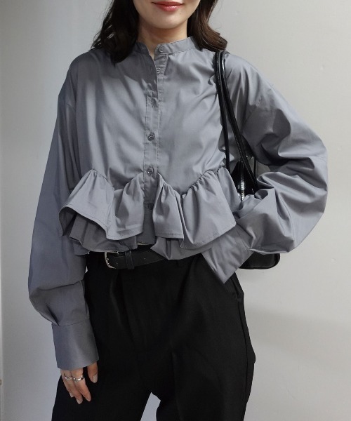 CORNERS(コーナーズ)の「ブロードフリルヘムブラウス(シャツ/ブラウス・レディース・ホワイト/ブラック/グレー/ブラウン・M)」の13枚目の写真