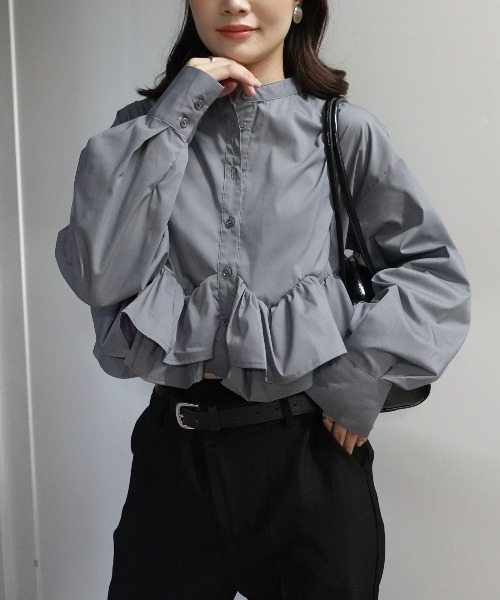 CORNERS(コーナーズ)の「ブロードフリルヘムブラウス(シャツ/ブラウス・レディース・ホワイト/ブラック/グレー/ブラウン・M)」の14枚目の写真