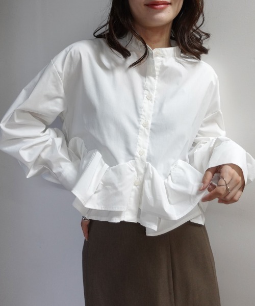 CORNERS(コーナーズ)の「ブロードフリルヘムブラウス(シャツ/ブラウス・レディース・ホワイト/ブラック/グレー/ブラウン・M)」の18枚目の写真