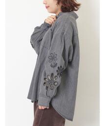 SM2 | くり抜きフラワー刺繍シャツ(シャツ/ブラウス)