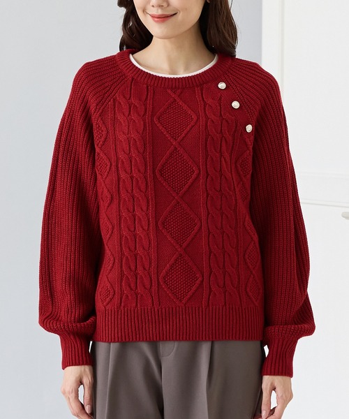 金釦付ケーブル編ニット（ニット/セーター）｜Honeys（ハニーズ）の