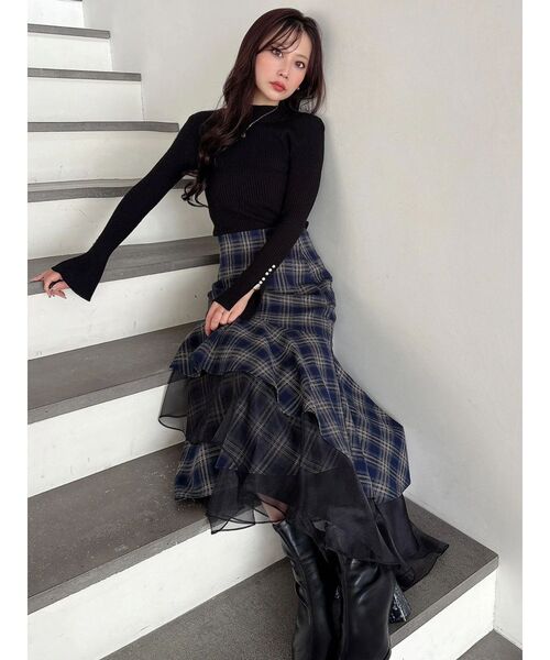 MERCURYDUO(マーキュリーデュオ)の「フレアスリーブハイネックリブニット(ニット/セーター・レディース・ラベンダー/ベージュ/ブラック/ライトブルー/オフホワイト・FREE)」の8枚目の写真