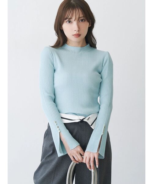 MERCURYDUO（マーキュリーデュオ）の「フレアスリーブハイネックリブニット（ニット/セーター・レディース・ラベンダー/ベージュ/ブラック/ライトブルー/オフホワイト・FREE）」の11枚目の写真