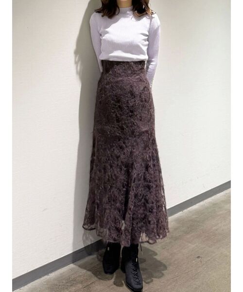 MERCURYDUO（マーキュリーデュオ）の「フレアスリーブハイネックリブニット（ニット/セーター・レディース・ラベンダー/ベージュ/ブラック/ライトブルー/オフホワイト・FREE）」の21枚目の写真