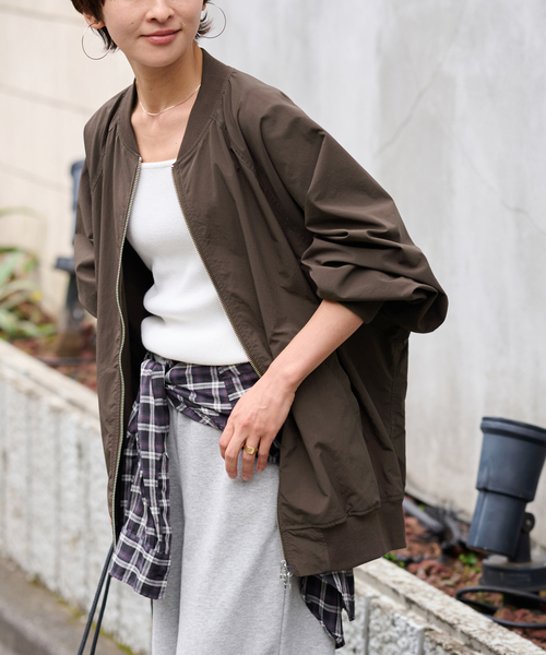 ジャーナルスタンダードレリューム　ウォッシャブルナイロンタッサーMA1 ネイビー JOURNAL STANDARD relume（ジャーナルスタンダード レリューム