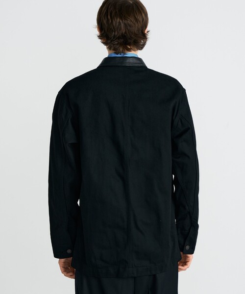 ブラックデニム レザーカラーカバーオール（カバーオール）｜EDITION