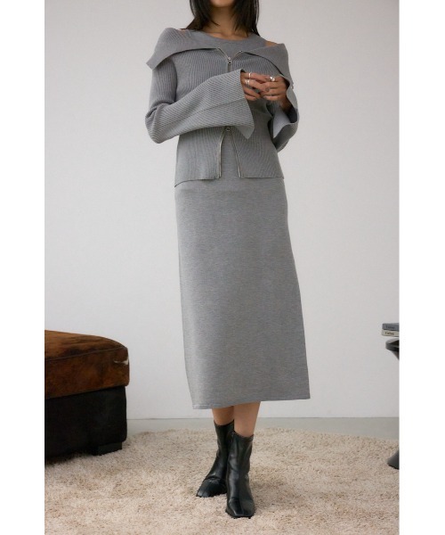 AZUL by moussy(アズールバイマウジー)の「ジップアンサンブルニットワンピース(ワンピース・レディース・杢グレー/ブラック/モカ・SMALL/MEDIUM)」の3枚目の写真