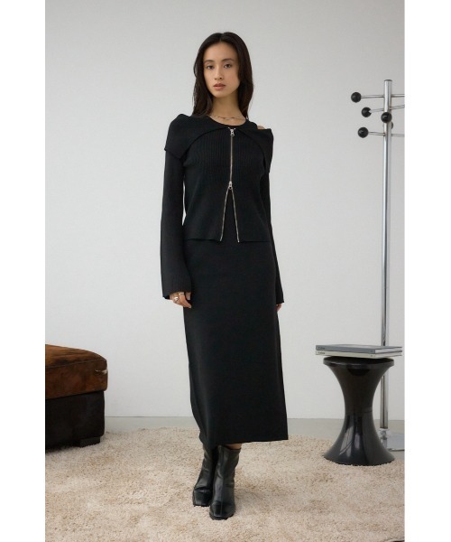 AZUL by moussy(アズールバイマウジー)の「ジップアンサンブルニットワンピース(ワンピース・レディース・杢グレー/ブラック/モカ・SMALL/MEDIUM)」の6枚目の写真