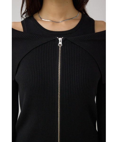 AZUL by moussy(アズールバイマウジー)の「ジップアンサンブルニットワンピース(ワンピース・レディース・杢グレー/ブラック/モカ・SMALL/MEDIUM)」の11枚目の写真