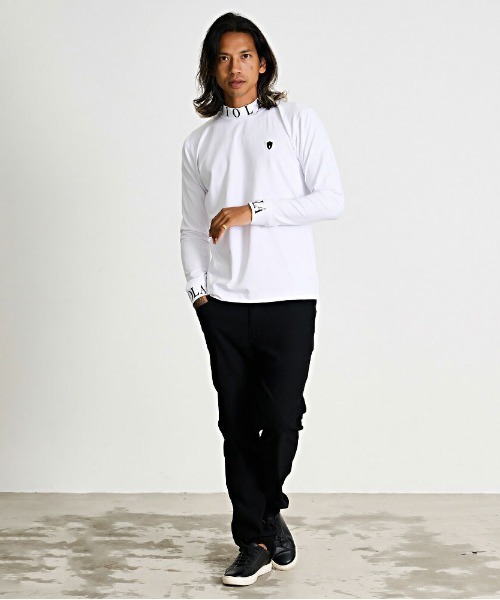 VIOLA(ヴィオラ)の「『VIOLA rumore/ヴィオラ ルモーレ』ロゴプリント入りモックネック長袖カットソー(Tシャツ/カットソー・メンズ・ブラック/ブラック×ホワイト/ホワイト・XL/L/M)」の4枚目の写真