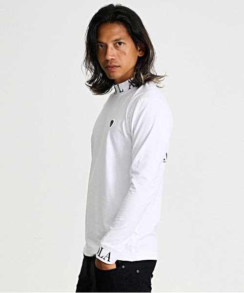 VIOLA(ヴィオラ)の「『VIOLA rumore/ヴィオラ ルモーレ』ロゴプリント入りモックネック長袖カットソー(Tシャツ/カットソー・メンズ・ブラック/ブラック×ホワイト/ホワイト・XL/L/M)」の5枚目の写真