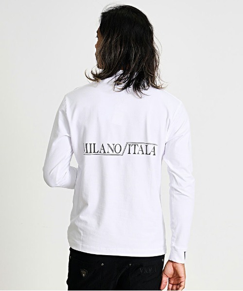 VIOLA(ヴィオラ)の「『VIOLA rumore/ヴィオラ ルモーレ』ロゴプリント入りモックネック長袖カットソー(Tシャツ/カットソー・メンズ・ブラック/ブラック×ホワイト/ホワイト・XL/L/M)」の6枚目の写真