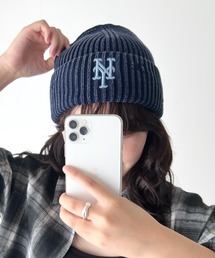 韓国限定！MLB NYロゴ刺繍 ホワイトニット帽 NEW ERA（ニューエラ） 正規品 ニューヨーク ヤンキース NY MLB ロゴ