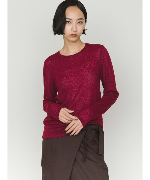 MIDIUMISOLID(ミディウミソリッド)の「MIDIUMISOLID for Ladies ウールシアープルオーバー(Tシャツ/カットソー・レディース・レッド/ベージュ/アイボリー/ブラック・FREE)」の4枚目の写真