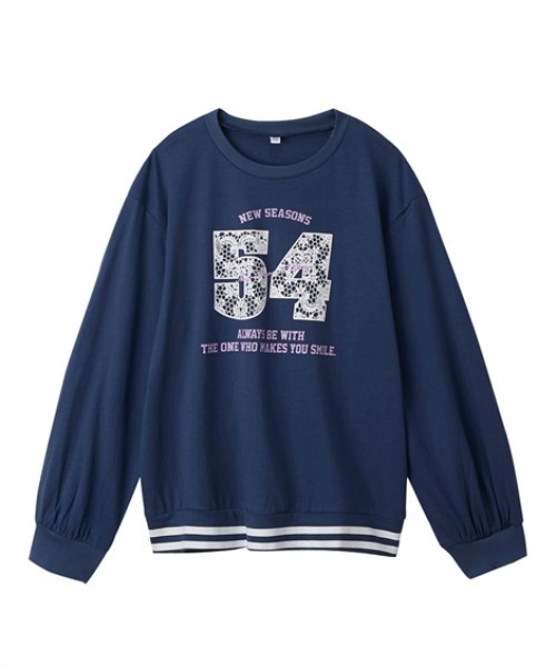 QUNTSTYLE（キュントスタイル）の「選べるデザイン♪長袖プリントＴシャツ（Tシャツ/カットソー・キッズ・ネイビー/アイボリー/パープル系/ブルー・140/150/160）」の2枚目の写真