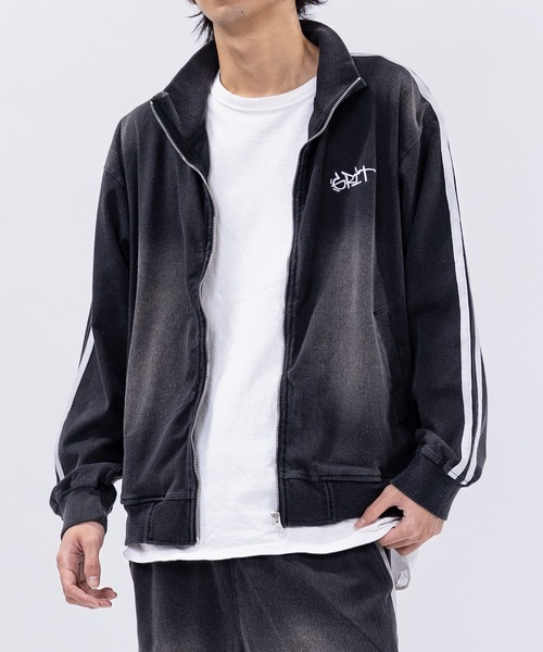 JOHN'S CLOSET（ジョンズクローゼット）の「【13】ワンポイントロゴ カットデニム トラックジャケット（ジャージ・メンズ・ネイビー/ブラック・MEDIUM/LARGE）」の2枚目の写真