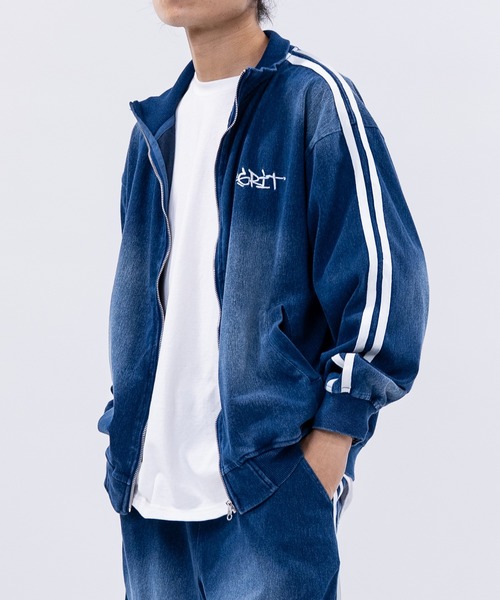 JOHN'S CLOSET（ジョンズクローゼット）の「【13】ワンポイントロゴ カットデニム トラックジャケット（ジャージ・メンズ・ネイビー/ブラック・MEDIUM/LARGE）」の13枚目の写真