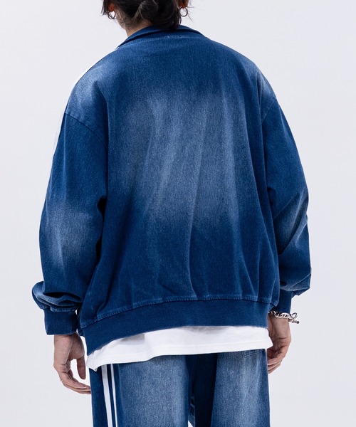 JOHN'S CLOSET（ジョンズクローゼット）の「【13】ワンポイントロゴ カットデニム トラックジャケット（ジャージ・メンズ・ネイビー/ブラック・MEDIUM/LARGE）」の14枚目の写真