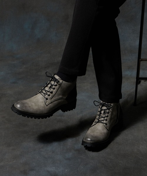 HIDEAWAYS NICOLE（ハイダウェイニコル）の「タンクソールブーツ（ブーツ・メンズ・ライトグレー/チャコールグレー・25.5cm/26.5cm/27.5cm）」の4枚目の写真