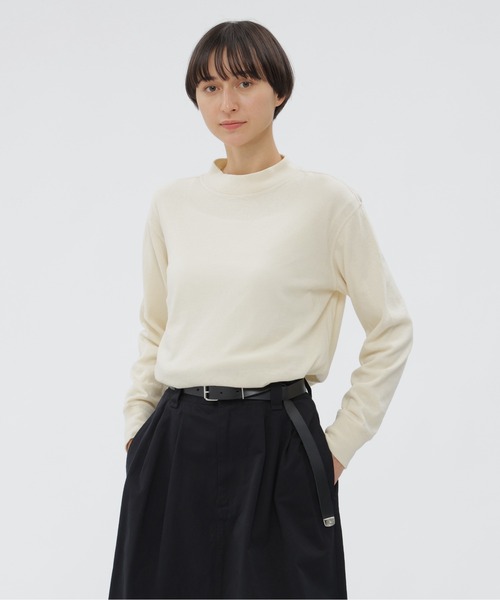 MHL.（エムエイチエル）の「WOOL COTTON LIGHT JERSEY TOP（Tシャツ/カットソー・レディース・ベージュ系その他2/ブラック・2）」の2枚目の写真