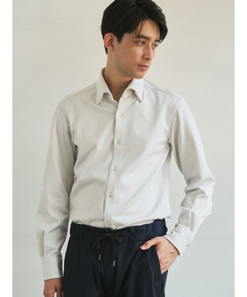 TRANSITION（トランジション）の「【TRANSITION】ジャージツイル　ワンピースカラーＢＤシャツ（シャツ/ブラウス・メンズ・ブラック系1/ホワイト系1・3/2）」の10枚目の写真