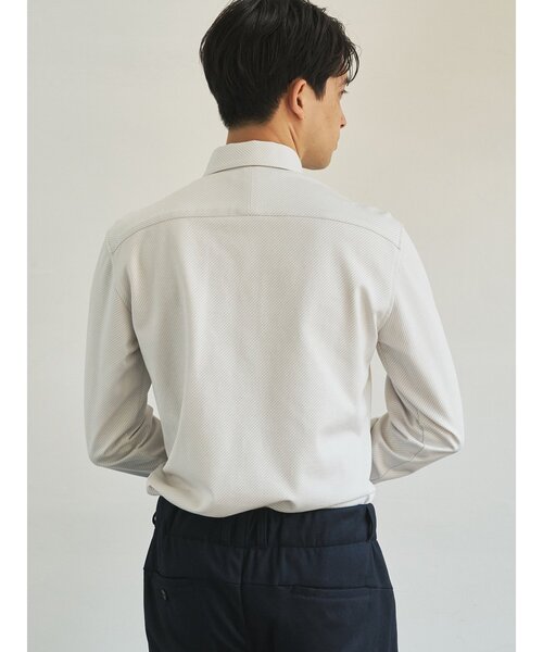 TRANSITION（トランジション）の「【TRANSITION】ジャージツイル　ワンピースカラーＢＤシャツ（シャツ/ブラウス・メンズ・ブラック系1/ホワイト系1・3/2）」の9枚目の写真