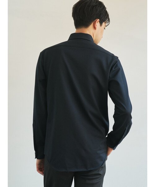 TRANSITION（トランジション）の「【TRANSITION】ジャージツイル　ワンピースカラーＢＤシャツ（シャツ/ブラウス・メンズ・ブラック系1/ホワイト系1・3/2）」の6枚目の写真