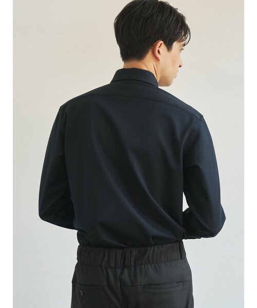 TRANSITION（トランジション）の「【TRANSITION】ジャージツイル　ワンピースカラーＢＤシャツ（シャツ/ブラウス・メンズ・ブラック系1/ホワイト系1・3/2）」の4枚目の写真