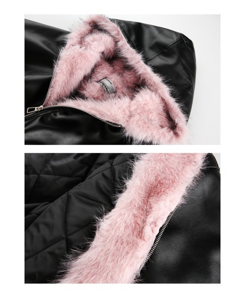 mushwear（マッシュウェア）の「ピンクファーフードアウター（ブルゾン・メンズ・ブラック・MEDIUM/SMALL/LARGE/X-LARGE）」の2枚目の写真