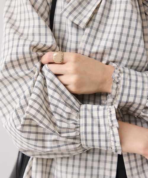 VIS（ビス）の「チェック＆デニムアソートボウタイリボン付きスタンドカラーシャツ（シャツ/ブラウス・レディース・ブラック系その他/オフホワイト/ホワイト/ブルー系その他/サックスブルー・FREE）」の15枚目の写真