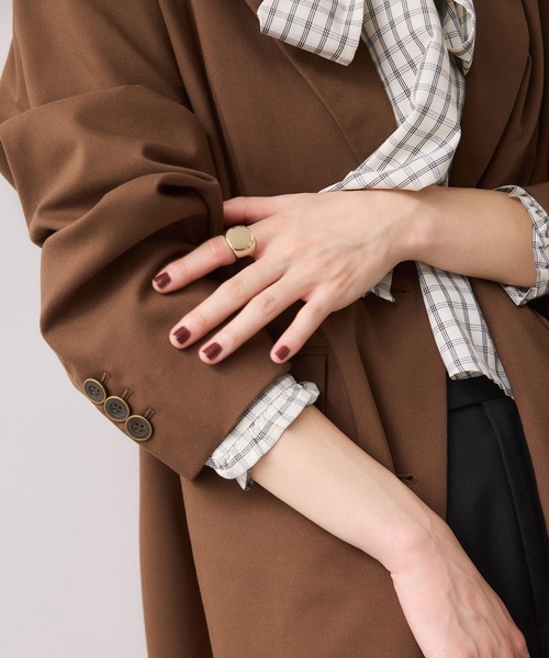 VIS（ビス）の「チェック＆デニムアソートボウタイリボン付きスタンドカラーシャツ（シャツ/ブラウス・レディース・ブラック系その他/オフホワイト/ホワイト/ブルー系その他/サックスブルー・FREE）」の21枚目の写真