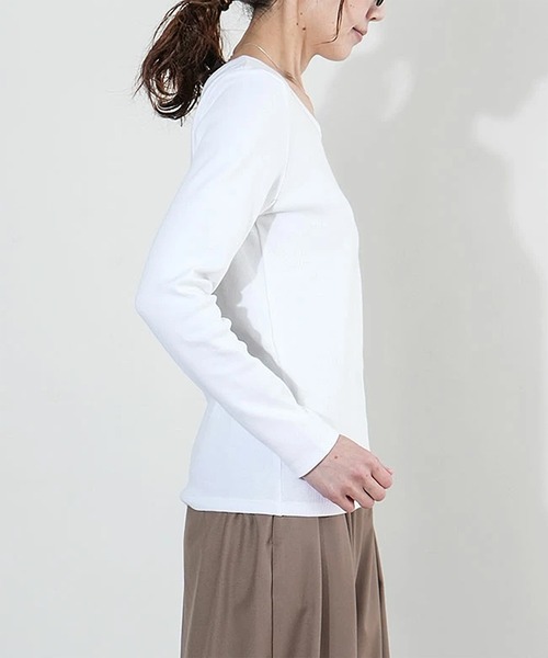 SOLAMONAT（ソラモナ）の「テレコロングスリーブカットソー（Tシャツ/カットソー・レディース・ライトグレー/ホワイト/ブラック・FREE）」の8枚目の写真