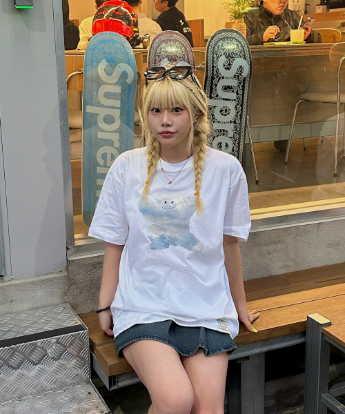 GRAVER（グレーバー）の「[ユニセックス]ビッグクラウドベアスマイル半袖Tシャツ_3カラー（Tシャツ/カットソー・レディース・ホワイト/ネイビー/ブラック・SMALL/MEDIUM/LARGE/X-LARGE）」の20枚目の写真