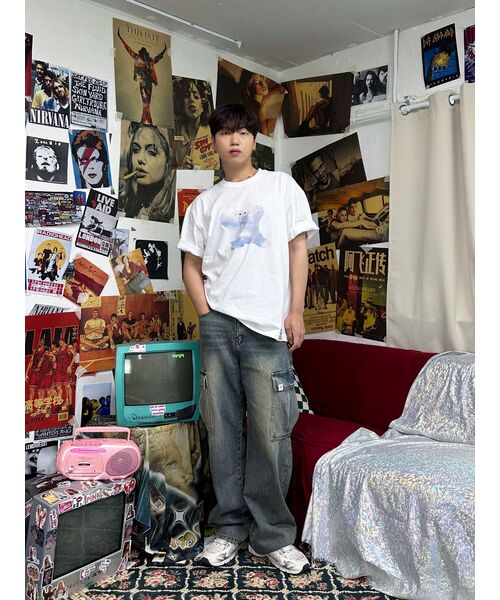 GRAVER（グレーバー）の「[ユニセックス]ビッグクラウドベアスマイル半袖Tシャツ_3カラー（Tシャツ/カットソー・レディース・ホワイト/ネイビー/ブラック・SMALL/MEDIUM/LARGE/X-LARGE）」の8枚目の写真
