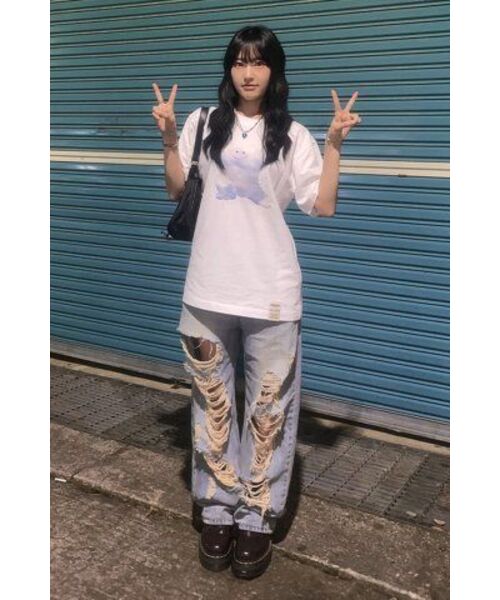 GRAVER（グレーバー）の「[ユニセックス]ビッグクラウドベアスマイル半袖Tシャツ_3カラー（Tシャツ/カットソー・レディース・ホワイト/ネイビー/ブラック・SMALL/MEDIUM/LARGE/X-LARGE）」の10枚目の写真