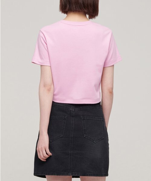 MUSINSA STANDARD WOMAN（ムシンサスタンダードウーマン）の「ウィメンズクルーネッククロップTシャツ[ピンク]（Tシャツ/カットソー・レディース・その他・SMALL/MEDIUM/X-SMALL）」の2枚目の写真