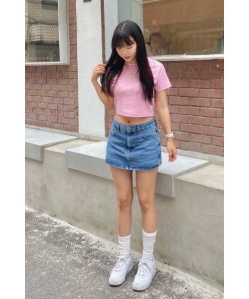 MUSINSA STANDARD WOMAN（ムシンサスタンダードウーマン）の「ウィメンズクルーネッククロップTシャツ[ピンク]（Tシャツ/カットソー・レディース・その他・SMALL/MEDIUM/X-SMALL）」の7枚目の写真