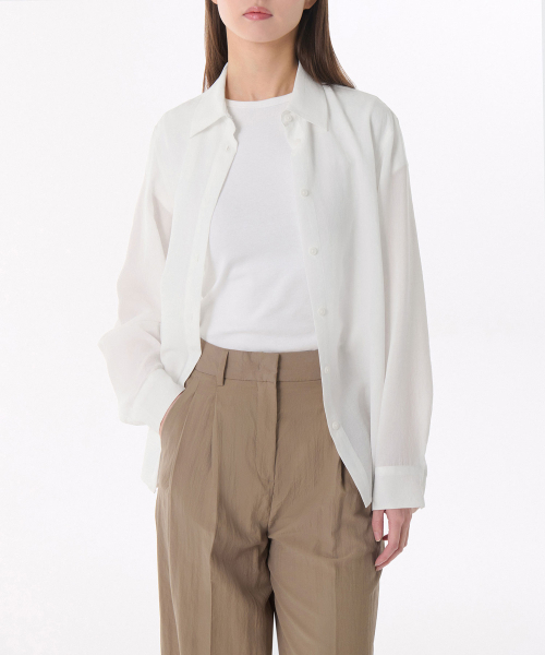 MUSINSA STANDARD WOMAN（ムシンサスタンダードウーマン）の「ウィメンズリラックスドリネンライクシャツ[ホワイト]（シャツ/ブラウス・レディース・その他・SMALL/MEDIUM/LARGE/X-SMALL）」の2枚目の写真