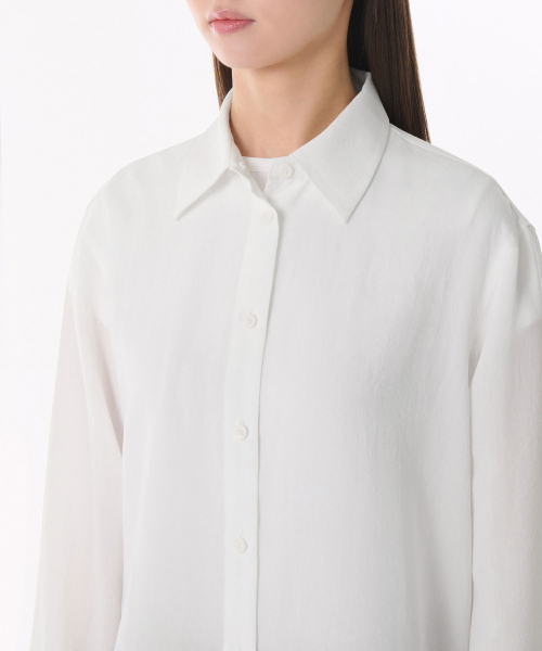 MUSINSA STANDARD WOMAN（ムシンサスタンダードウーマン）の「ウィメンズリラックスドリネンライクシャツ[ホワイト]（シャツ/ブラウス・レディース・その他・SMALL/MEDIUM/LARGE/X-SMALL）」の4枚目の写真