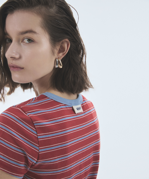 NOHANT(ノアン)の「STRIPE CROP SHORT SLEEVE T-SHIRT RED(Tシャツ/カットソー・レディース・レッド・SMALL/MEDIUM/LARGE)」の8枚目の写真