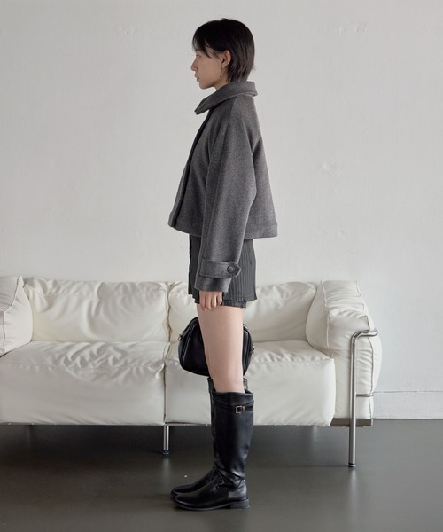UNE ORIGINAL】インナーキルティングペディンフロントボタンショート丈